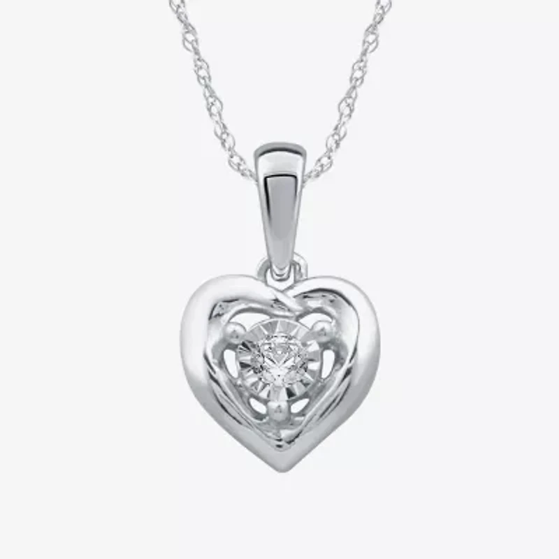 Womens Diamond Accent Natural White Diamond Sterling Silver Heart 2-pc. Jewelry Set