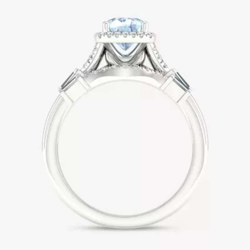Modern Bride Gemstone Womens 1/3 CT. T.W. Genuine Blue Tanzanite 10K White Gold Cushion Halo Bridal Set