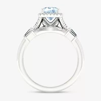 Modern Bride Gemstone Womens 1/3 CT. T.W. Genuine Blue Tanzanite 10K White Gold Cushion Halo Bridal Set