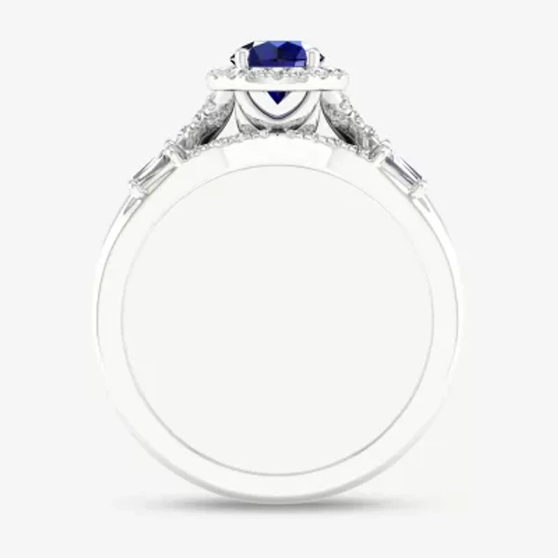 Modern Bride Gemstone Womens 1/3 CT. T.W. Genuine Pink Sapphire 10K Rose Gold Round Halo Bridal Set