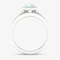 Modern Bride Gemstone Womens 1/5 CT. Genuine Blue Tanzanite 10K White Gold Halo Bridal Set