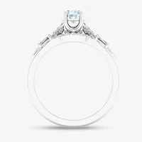 Modern Bride Gemstone and 1/4 CT. T.W. Diamond Oval Bridal Set 14K Gold