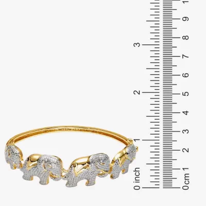 Diamond-Accent Elephant Hinged Bangle Bracelet