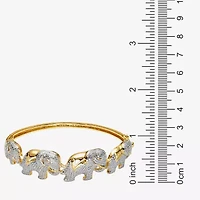 Diamond-Accent Elephant Hinged Bangle Bracelet