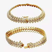 Diamond-Accent 18K Gold Over Brass Chevron Bracelet