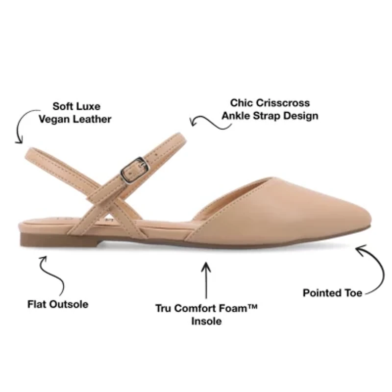 Journee Collection Martine Womens Pointed Closed Toe Ballet Flats