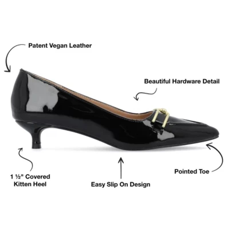 Journee Collection Rumi Womens Pointed Closed Toe Kitten Heel Pumps