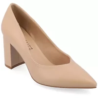 Journee Collection Simonne Womens Pointed Closed Toe Block Heel Pumps