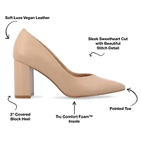 Journee Collection Simonne Womens Pointed Closed Toe Block Heel Pumps