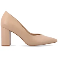 Journee Collection Simonne Womens Pointed Closed Toe Block Heel Pumps