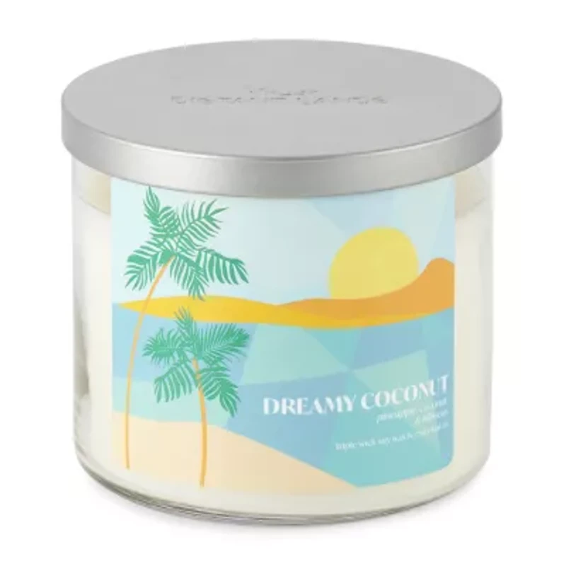 Distant Lands 14 Oz Dreamy Coconut 3-Wick Scented Jar Candle