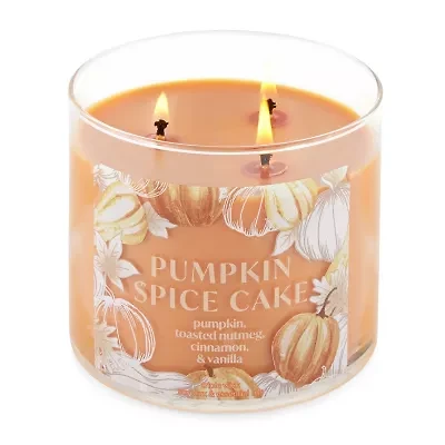 Distant Lands 14 Oz 3 Wick Pumpkin Spice Cake Scented Jar Candle