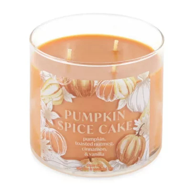 Distant Lands 14 Oz 3 Wick Pumpkin Spice Cake Scented Jar Candle