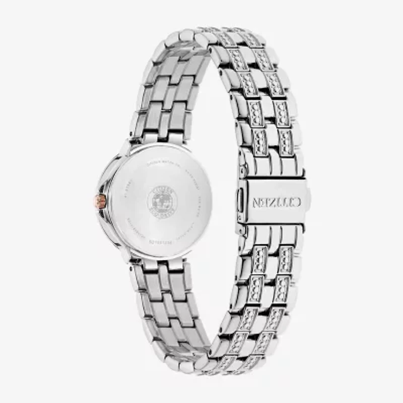 Citizen Silhouette Crystal Womens Crystal Accent Silver Tone Stainless Steel Bracelet Watch Ew2340-58a
