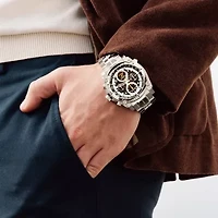 Bulova Precisionist Mens Chronograph Silver Tone Stainless Steel Bracelet Watch 96b175