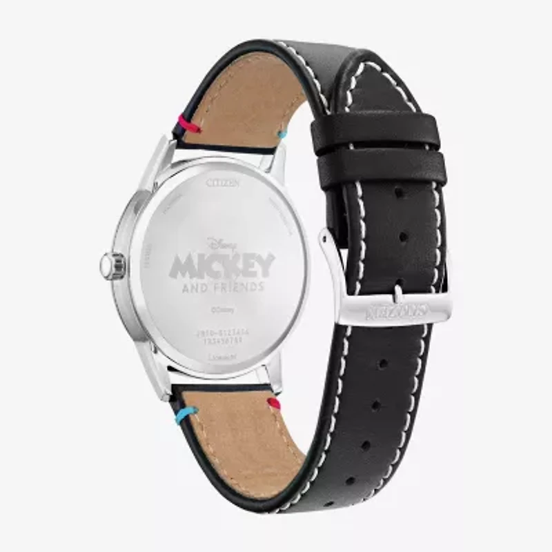 Citizen Disney Mickey and Friends Unisex Adult Black Leather Strap Watch Aw1235-06w