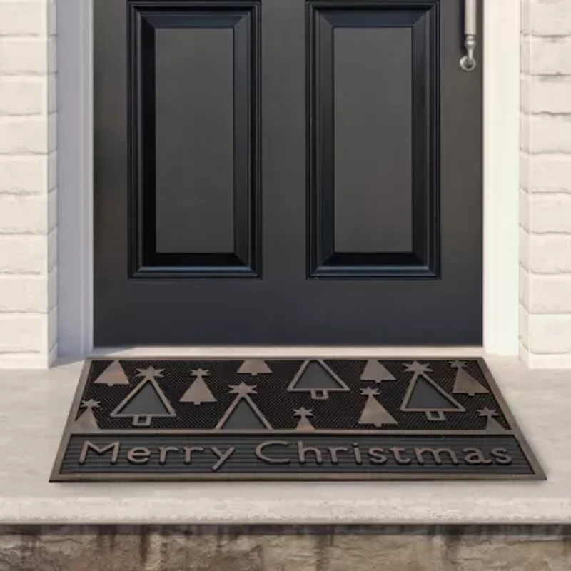 Northlight Black And Gold Merry Indoor Rectangular Doormat
