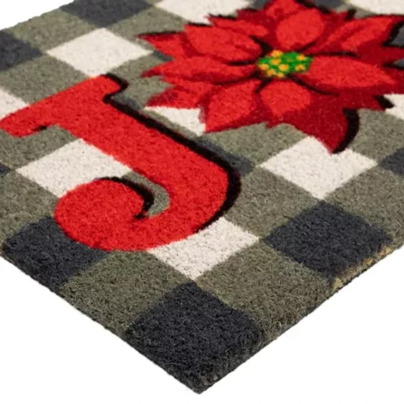 Northlight Poinsettia Coir Indoor Rectangular Doormat
