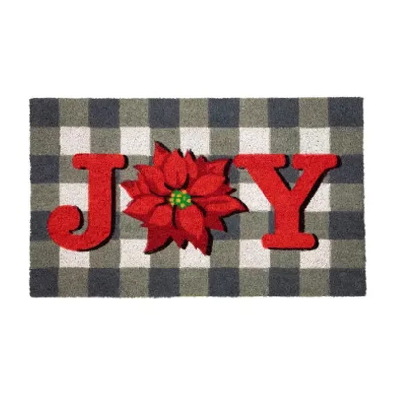 Northlight Poinsettia Coir Indoor Rectangular Doormat
