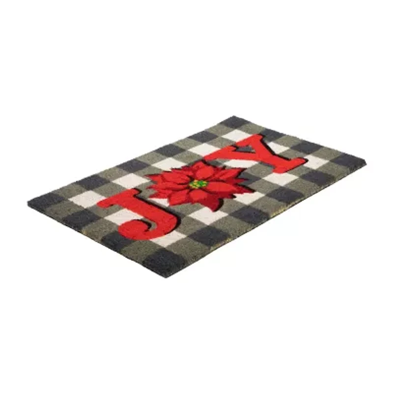 Northlight Poinsettia Coir Indoor Rectangular Doormat