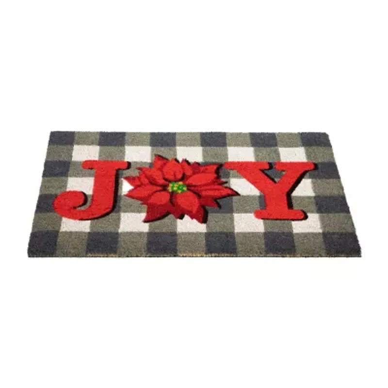 Northlight Poinsettia Coir Indoor Rectangular Doormat
