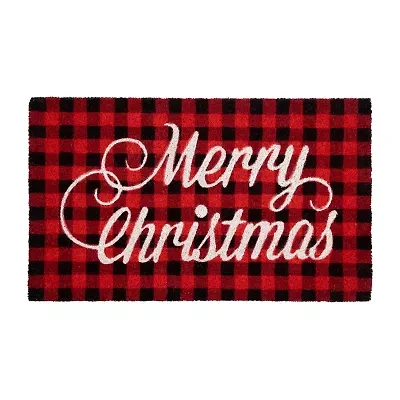 Northlight Plaid Natural Coir Indoor Rectangular Doormat