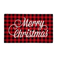 Northlight Plaid Natural Coir Indoor Rectangular Doormat