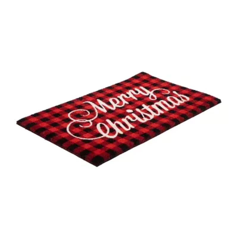 Northlight Plaid Natural Coir Indoor Rectangular Doormat