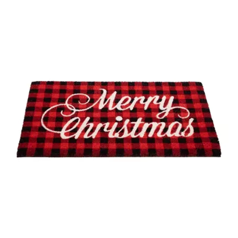 Northlight Plaid Natural Coir Indoor Rectangular Doormat