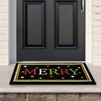 Northlight Black Coir Merry Indoor Rectangular Doormat