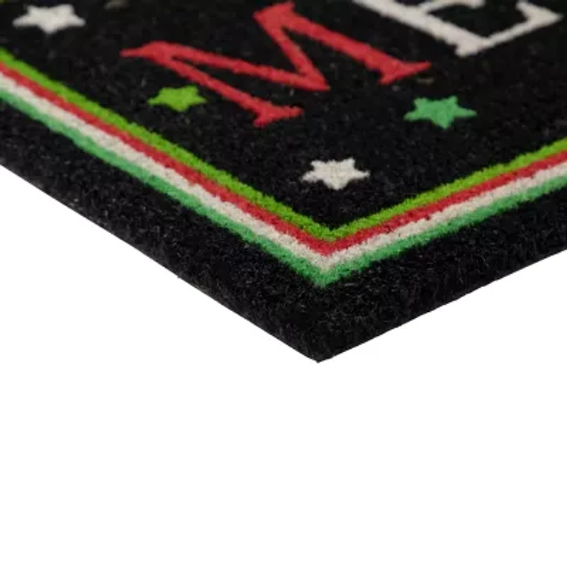 Northlight Black Coir Merry Indoor Rectangular Doormat