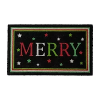 Northlight Black Coir Merry Indoor Rectangular Doormat