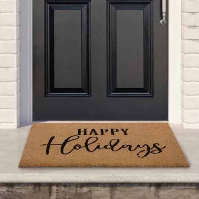 Northlight Coir Happy Holidays Indoor Rectangular Doormat
