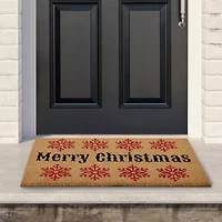 Northlight Coir Merry Snowflake Indoor Rectangular Doormat