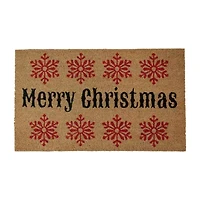 Northlight Coir Merry Snowflake Indoor Rectangular Doormat