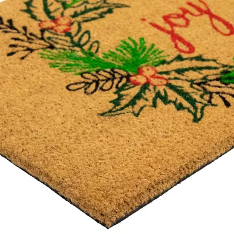 Northlight Coir Joy Wreath Indoor Rectangular Doormat
