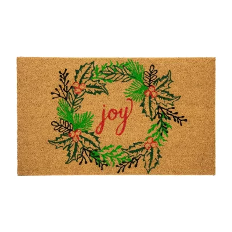 Northlight Coir Joy Wreath Indoor Rectangular Doormat
