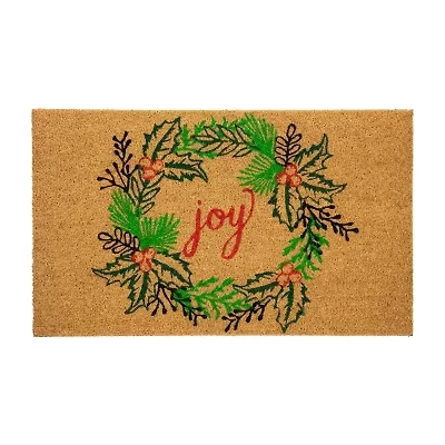 Northlight Coir Joy Wreath Indoor Rectangular Doormat