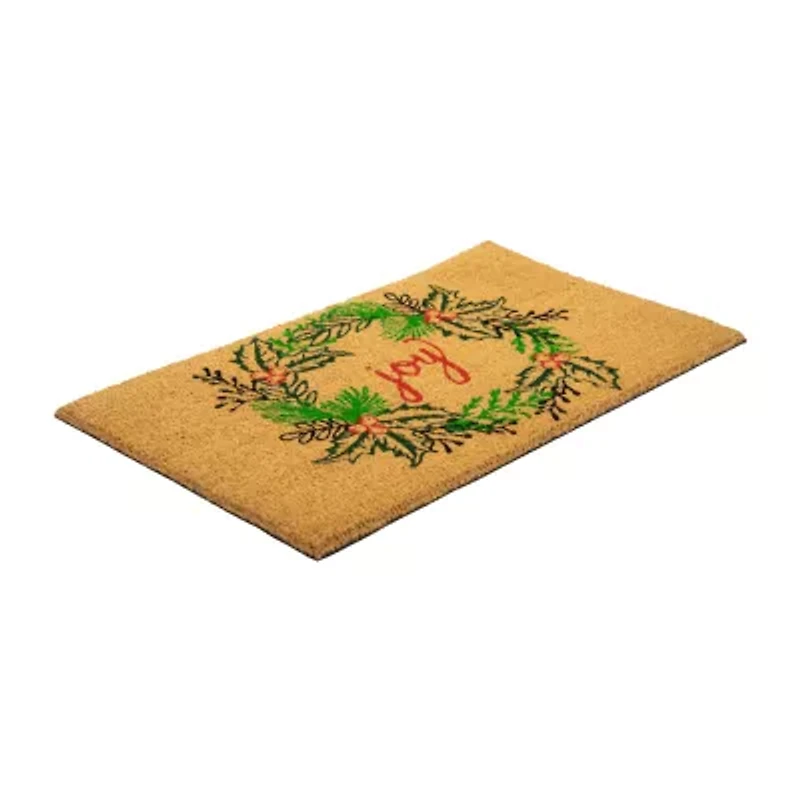 Northlight Coir Joy Wreath Indoor Rectangular Doormat
