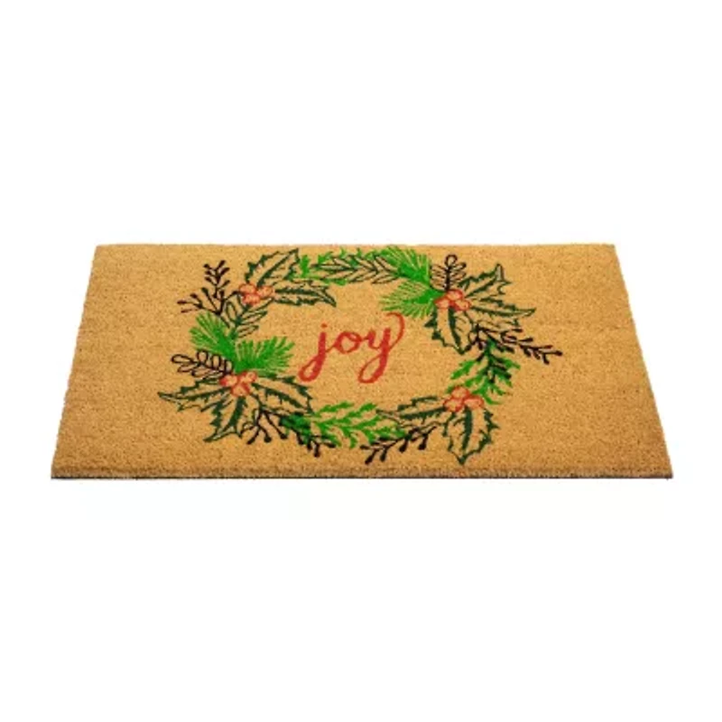 Northlight Coir Joy Wreath Indoor Rectangular Doormat