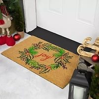 Northlight Coir Joy Wreath Indoor Rectangular Doormat