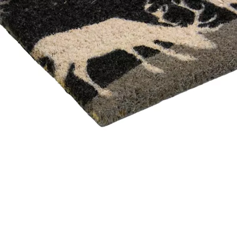 Northlight Coir Forest Reindeer Indoor Rectangular Doormat