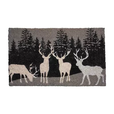 Northlight Coir Forest Reindeer Indoor Rectangular Doormat