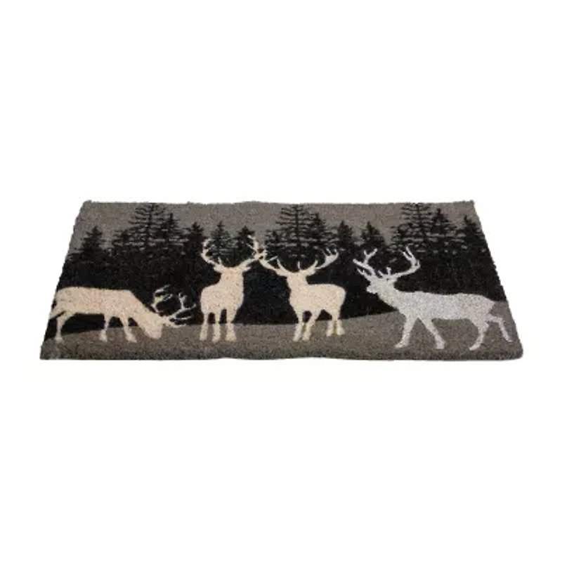 Northlight Coir Forest Reindeer Indoor Rectangular Doormat