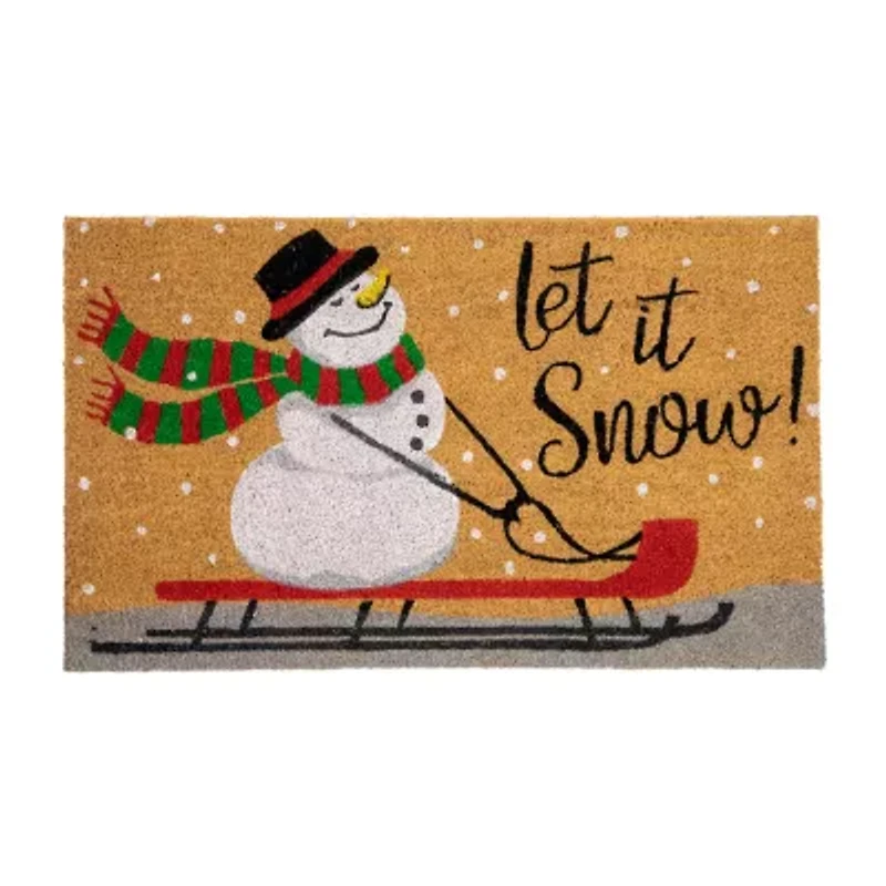 Northlight Snowman Let It Snow Coir Indoor Rectangular Doormat