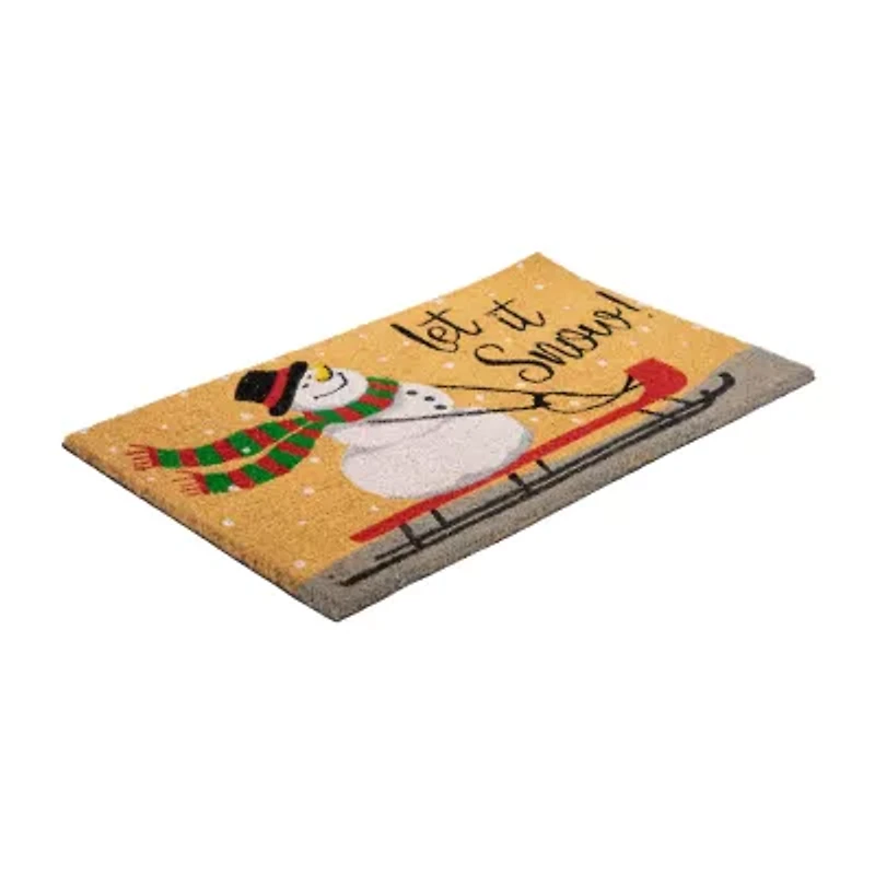 Northlight Snowman Let It Snow Coir Indoor Rectangular Doormat