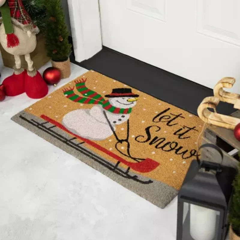 Northlight Snowman Let It Snow Coir Indoor Rectangular Doormat