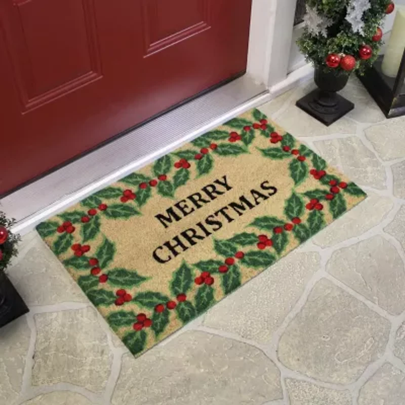 Northlight Coir Berries Merry Indoor Rectangular Doormat
