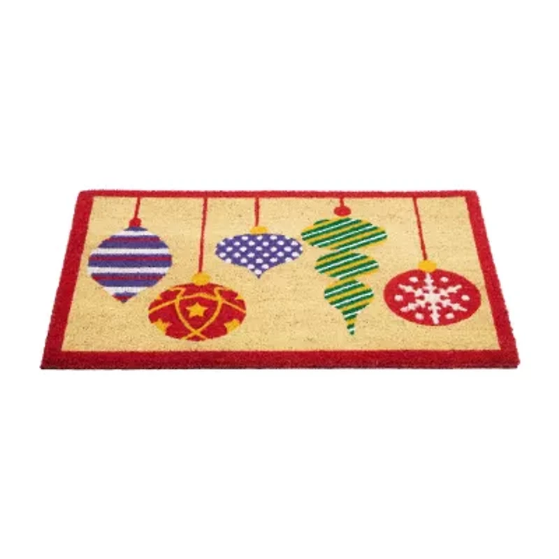 Northlight Tan Brown And Red Coir Indoor Rectangular Doormat