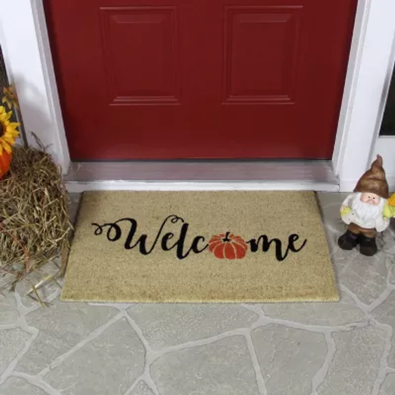Northlight Pumpkin Welcome Fall Outdoor Rectangular Doormat